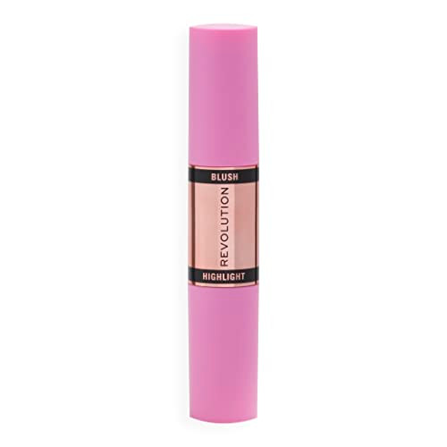 Revolution Beauty London Revolution Blush & Highlight Stick Dual Ended Highly Pigmented Blendable Formula Flushing Pink 2 X 0.15 Oz.