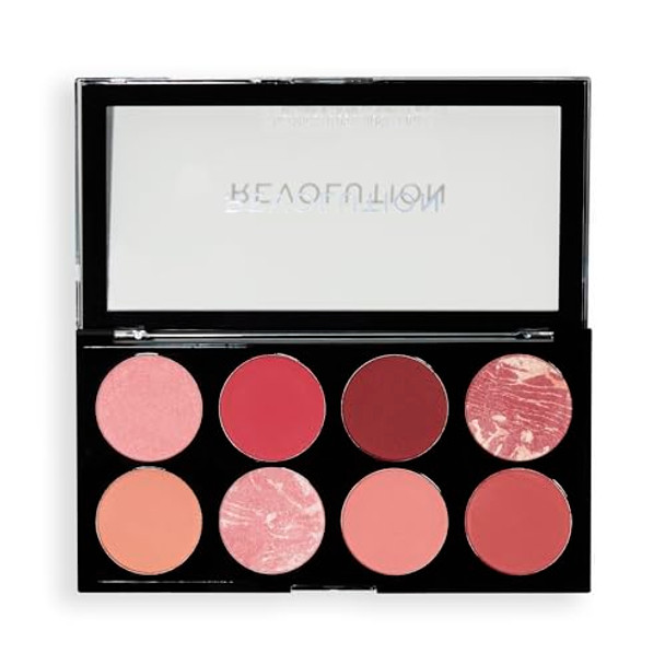 Revolution Beauty London Revolution Ultra Blush Palette 8 Pigmented Shimmer & Matte Makeup Shades Blendable Powder Blush Formula Vegan & Cruelty- Sunset Burst