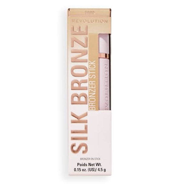 Revolution Beauty London Revolution Skin Silk Bronzer Stick Buildable Color For Cheek Eye & Lip Cream-To-Powder Formula Vegan & Cruelty- Fair Sand 0.15 Oz
