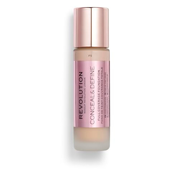 Revolution Beauty London Revolution Beauty Conceal & Define Foundation Full Coverage Long-Lasting Matte Finish Vegan & Cruelty F5 Light Skin Tones 0.8 Fl.Oz.