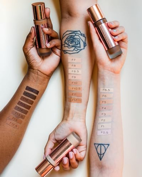 Revolution Beauty London Revolution Beauty Conceal & Define Foundation Full Coverage Long-Lasting Matte Finish Vegan & Cruelty F18 Dark Skin Tones 0.8 Fl.Oz.