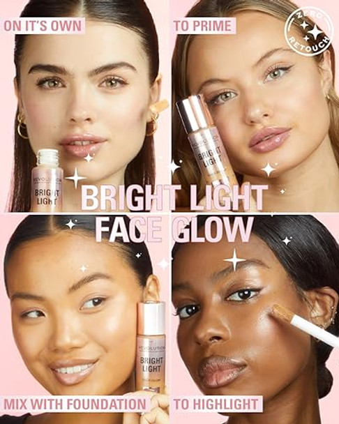 Revolution Beauty London Revolution Bright Light Face Glow Lightweight & Brightening Multi-Use Skin Tint Illuminating And Natural Glow Finish Illuminate Medium 0.77 Fl. Oz