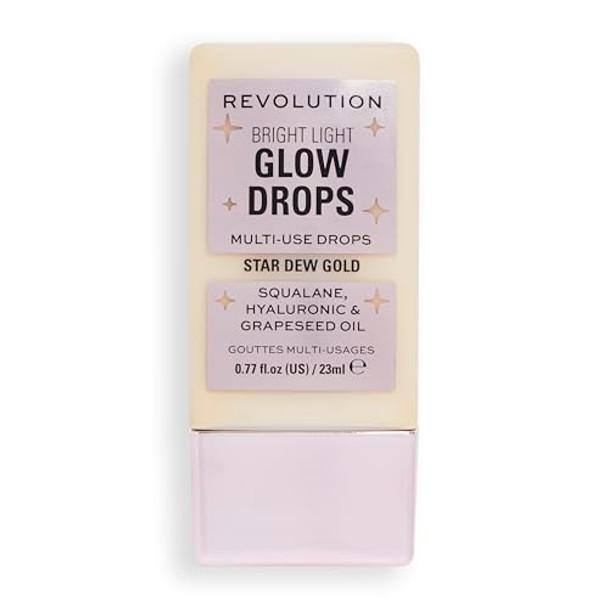 Revolution Beauty London Revolution Bright Light Glow Highlighter Drops Liquid Highlighter For Face Infused With Hyaluronic Acid Vegan & Cruelty- Star Dew 0.77 Fl Oz
