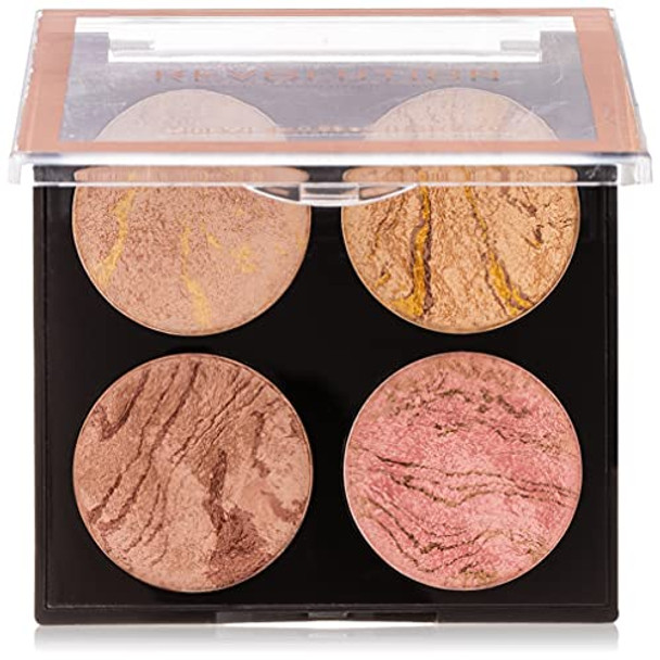Revolution Beauty London Makeup Revolution Cheek Kit Face Bronzer & Highlighter Palette Highly Pigmented Shimmer Formula 4 Shades Fresh Perspective 8.8G