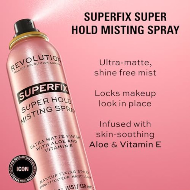 Revolution Beauty London Revolution Beauty Superfix Misting Makeup Setting Spray Ultra Matte & Shine Finish Long Lasting Wear Infused With Vitamin E 5 Fl. Oz.