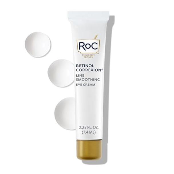 Roc Retinol Correxion Eye Cream Mini For Dark Circles & Puffiness Daily Wrinkle Cream Anti Aging Line Smoothing Skin Care Treatment .25 Ounces