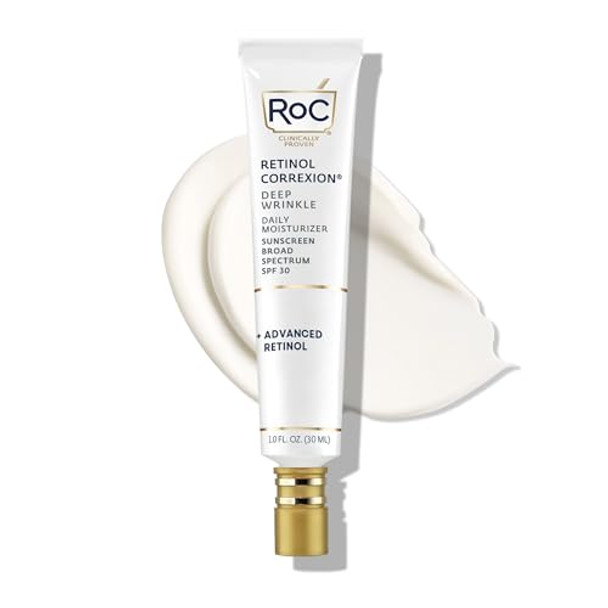 Roc Retinol Correxion Deep Wrinkle Daily Face Moisturizer With Sunscreen Spf 30 Skin Care Treatment For Fine Lines Dark Spots Post-Acne Scars 1 Ounce (Packaging May Vary)