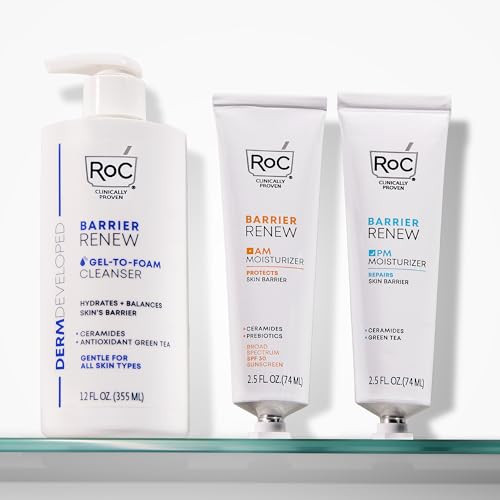 Roc Barrier Re Bundle: Night Moisturizer 2.5Oz + Day Cream With Spf 30 2.5Oz + Barrier Re Gel To Foam Non Drying Cleanser 12Oz