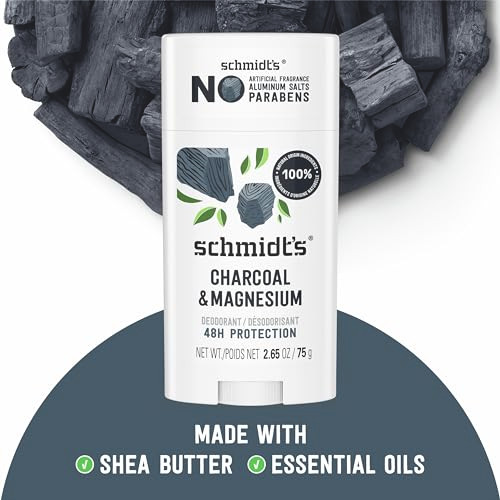 Schmidt'S Aluminum- Vegan Deodorant Charcoal & Magnesium With 48 Hour Odor Protection 2 Count For Women And Men Natural Ingredients Cruelty- 2.65 Oz Pack Of 2