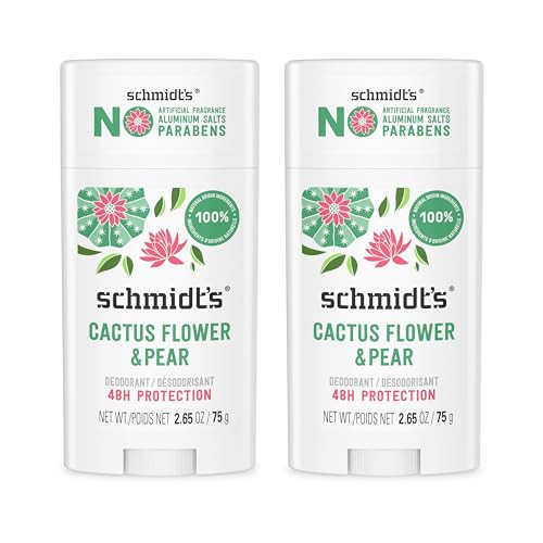 Schmidt'S Aluminum- Vegan Deodorant Cactus Flower & Pear And Fresh Rain & Birch 2 Count Each 2.65 Oz