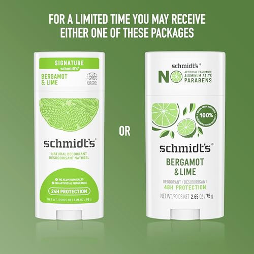 Schmidt'S Aluminum- Vegan Deodorant Bergamot & Lime 4 Count For Women And Men With 24 Hour Odor Protection Natural Ingredients Cruelty- 2.65 Oz