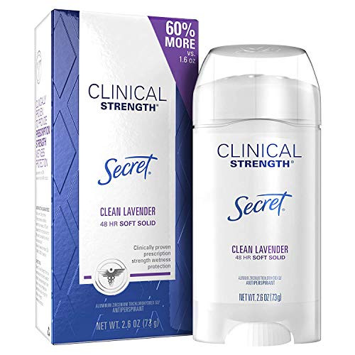 Secret Antiperspirant Deodorant For Women Clinical Strength Soft Solid Clean Lavender Scent 2.6 Oz