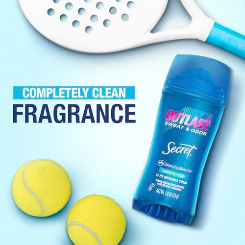 Secret Outlast Antiperspirant Deodorant For Women 72Hr Sweat & Odor Protection Ph Balancing Minerals Clear Gel Completely Clean Scent 2.6 Oz (Pack Of 2)