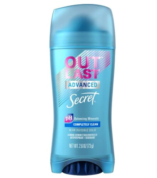 Secret Outlast Advanced Antiperspirant Deodorant 2.6Oz 4-Pack Sweat & Odor Protection For Women Ph Balancing Minerals Invisible Solid Completely Clean