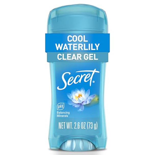 Secret Fresh Antiperspirant Deodorant For Women 48Hr To 72Hr Breathable Sweat & Odor Protection Instant Freshness & Gentle Ph Balancing Minerals Clear Gel Cool Waterlily Scent 2.6 Oz