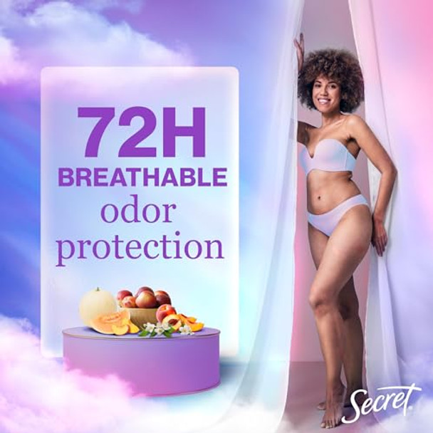 Secret Fresh Antiperspirant Deodorant For Women 72Hr Breathable Sweat & Odor Protection Instant Freshness & Gentle Ph Balancing Minerals Clear Gel Sweet Nectarine Scent 2.6 Oz