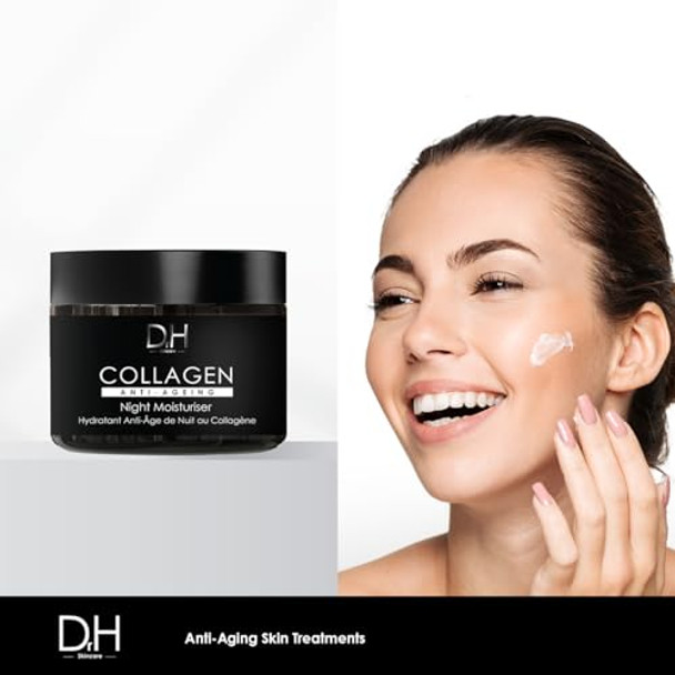Skin Chemists Dr H Collagen Anti-Ageing Night Moisturiser 60Ml - Powerful Anti-Aging Skincare With Collagen Palmitoyl Tripeptide-1 And Lactic Acid Moisturize Firm Reduce Fine Lines & Improve Skin Texture