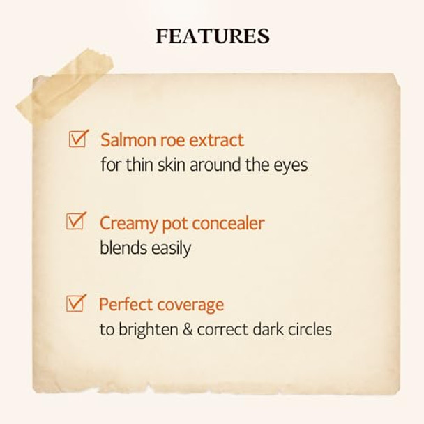 Skin Food Since 1957 Salmon Dark Circle Concealer Cream - Under Eye Concealer For Dark Spots And Wrinkles - Full Coverage - 0.35 Oz/10 G (Salmon Beige)
