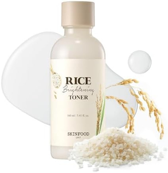 Skin Food Since 1957 Rice Brightening Toner Korean Skincare Face Toner For Glow Glass Skin Natural Rice Water Milk For Pore Minimizing Hydrating Glowing Skin Vegan 160Ml/5.4Fl.Oz.