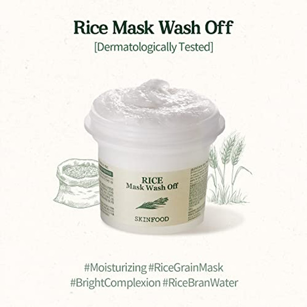 Skin Food Since 1957 Rice Daily Mask Wash Off (3.5 Oz) & Firming Facial Cleansing Foam (5.07 Fl Oz) Exfoliating Softening & Smooth The Skin