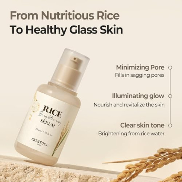 Skin Food Since 1957 Rice Daily Serum Korean Skincare Facial Essence For Glow Glass Skin Fermented Natural Rice Water Milk For Face Pore Minimizing Deep Hydrating Dark Spot Correcting 55Ml/1.86Fl.Oz.