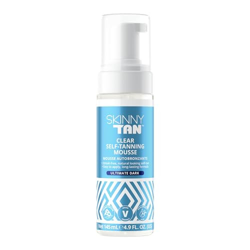 Skinny Tan Clear Self-Tanning Mousse - Self Tanner With Hyaluronic Acid And Aloe Vera - Fast Drying Provides Gorgeous Glow - Ultimate Dark - 4.9 Oz