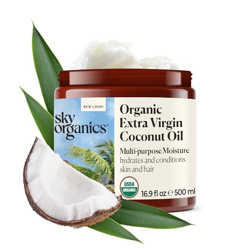 Sky Organics - Organic Coconut Oil & Vitamin E 16.9 Fl Oz - Skin & Hair Ultra-Hydrating Oil - Fatty Acids & Antioxidants - Natural Vegan & Cruelty - Skin Care & Hair Care W Ebook