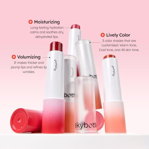 Skybottle Volumizing Color Lip Balm #03 Adore Pink Lip Plumper Tinted Chapstick Clean Lip Gloss Natural Makeup Korean Lip Balm Girls Valentine 0.12Oz