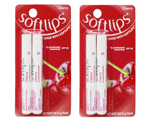 Softlips Lip Protectant Sunscreen Spf 20 Cherry Gluten- Twin Pack 0.07 Oz Each (Pack Of 2)