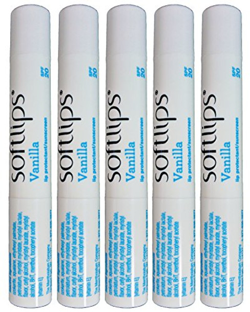 Softlips Lip Balm Protectant Spf 20 Vanilla (Pack Of 5)