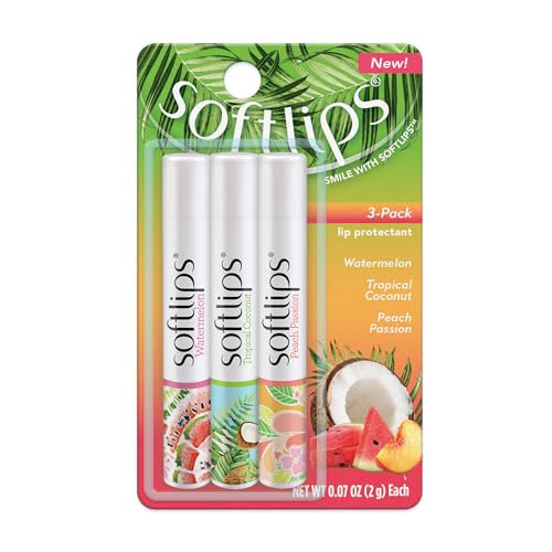 Softlips Daily Lip Moisturizer For Very Dry Lips Tropical Flavored Lip Balms Hydrates Soothes & Prevents Dry Chapped Lips Smooth Glide Formula Dermatologist Tested Pack Of 3 Chap Sticks