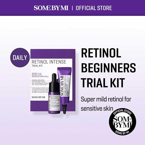 Some By Mi Retinol Intense Trial Kit - Serum And Eye Cream 0.33Oz - Mild Korean 0.1% Retinol Face Serum And Eye Cream For Beginner - Skin Texture Elasticity And Under Eye Care - Korean Skin Care