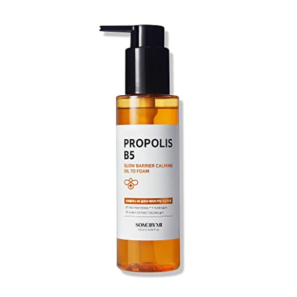 Some By Mi Propolis B5 Glow Barrier Calming Oil To Foam - 4.05Oz 120Ml - Daily Face Korean Cleansing Oil And Foam Made From Panthenol - All In One Face Wash For Sensitive Skin - Korean Skin Care
