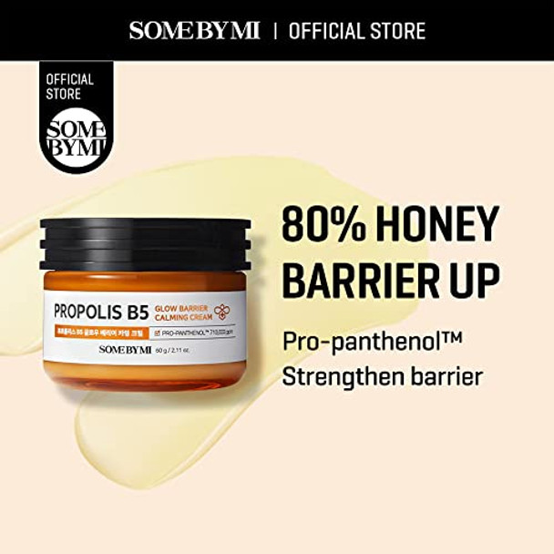 Some By Mi Propolis B5 Glow Barrier Calming Cream - 2.02Oz 60Ml - Made From Propolis And Panthenol For Glass Skin - Strengthen Skin Barrier With Daily Skin Brightening Moisturizer - Korean Skin Care