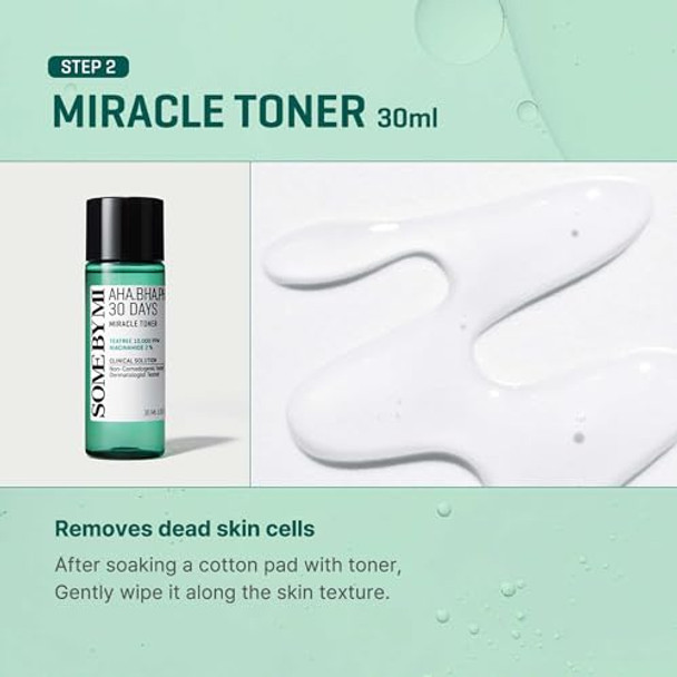 Some By Mi Aha Bha Pha 30Days Miracle Ac Sos Kit - Toner 1.01Oz Serum 0.33Oz Cream 0.7Oz Foam 1.01Oz - Mild Exfoliating Daily Skin Care Set - Skin Wastes Sebum Oiliness Care - Korean Skin Care