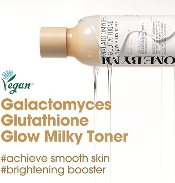 Some By Mi Galactomyces Glutathione Glow Milky Toner - 6.76Oz 200Ml - Hydrating & Brightening Korean Milky And Rice Toner With Glutathione & Vitamin C For Smooth Radiant Skin - Korean Skin Care