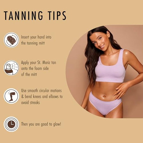 St Moriz Velvet Self Tanning Mitt - Reusable Self Tanner Applicator Glove For Even Self Tan Coverage & Streak Finish - Use With Any Self Tanner Mousse Mist Lotion - Self Tan Mitt - Pack Of 1