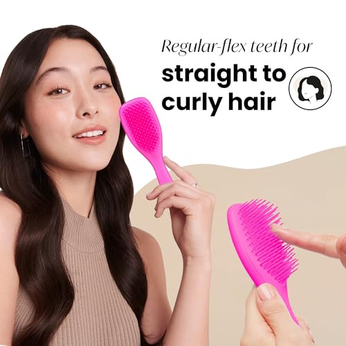 Tangle Teezer Ultimate Detangler Hairbrush Duo Eliminates Knots & Reduces Breakage For All Hair Types Regular & Travel-Size Runway Pink