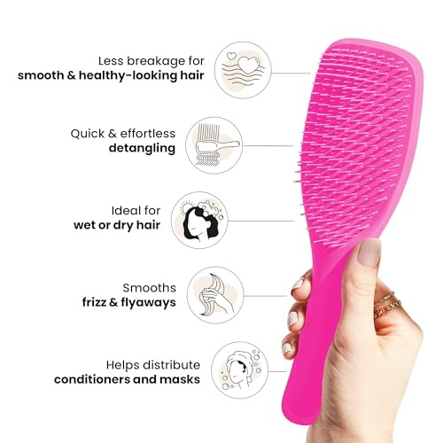 Tangle Teezer Ultimate Detangler Hairbrush Duo Eliminates Knots & Reduces Breakage For All Hair Types Regular & Travel-Size Runway Pink