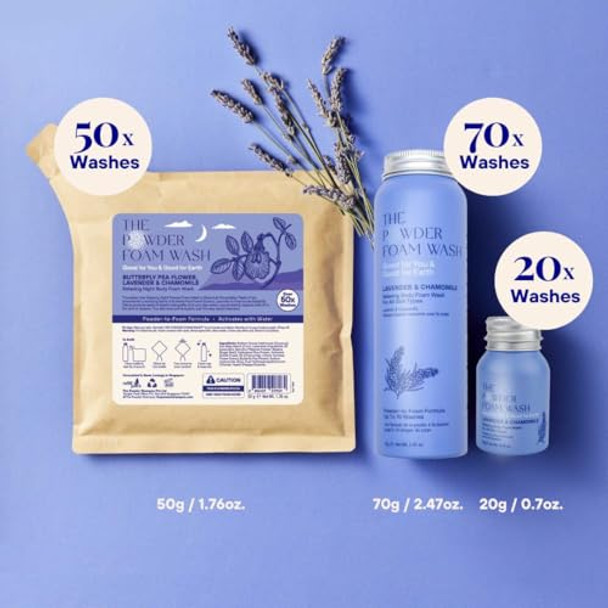 The Powder Shampoo Energising Day Body Foam Wash To Awaken Your Senses 100X Washes Vegan Eco-Friendly Tumeric Ginger 3.5 Oz Aluminum Bottle