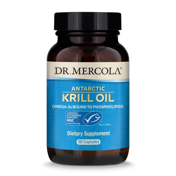 Dr. Mercola Antarctic Krill Oil, 30 Servings (60 Capsules), MSC Certified, Non GMO, Soy-Free, Gluten Free