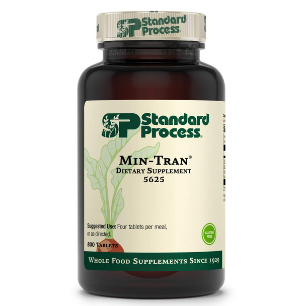 Standard Process Min-Tran - Whole Food Nervous System Supplements, Emotional Support and Stress Relief with Iodine and Magnesium - Vegetarian, Gluten Free - 800 Tablets