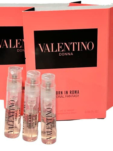 Valentino Born In Roma Coral Fantasy Edp 0.04 Fl. Oz. Sample Vial Lot Of 3 Glass Partially Filled Spray Mini Perfume Vial Eau De Parfum