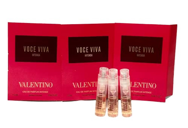 Valentino Voce Viva Intensa Edp 0.04 Fl. Oz. / 1.2 Ml Sample Vial Glass Partially Filled Spray Mini Perfume Vial Eau De Parfum (Set Of 3)