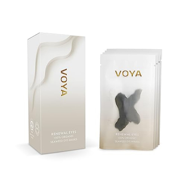 Voya Real Eyes 100% Organic Seaweed Eye Masks (4 Pairs) Hydrating Under-Eye Patches. Biodegradable Eye Patches.