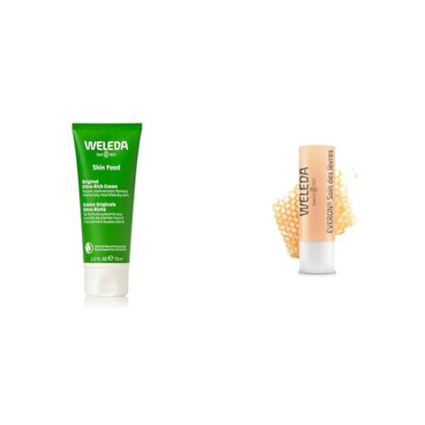 Weleda Skin Food Cream Lip Balm & Body Moisturizer Bundle - 2.5Oz Ultra-Rich Cream 0.17Oz Nourishing Lip Treatment