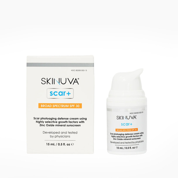 Skinuva® Next Generation Scar+ Cream - Advanced Silicone Scar Cream Matrix +SPF 30 Formulated with Growth Factors & Helps Reduce the Appearance of Scars (0.5 oz)