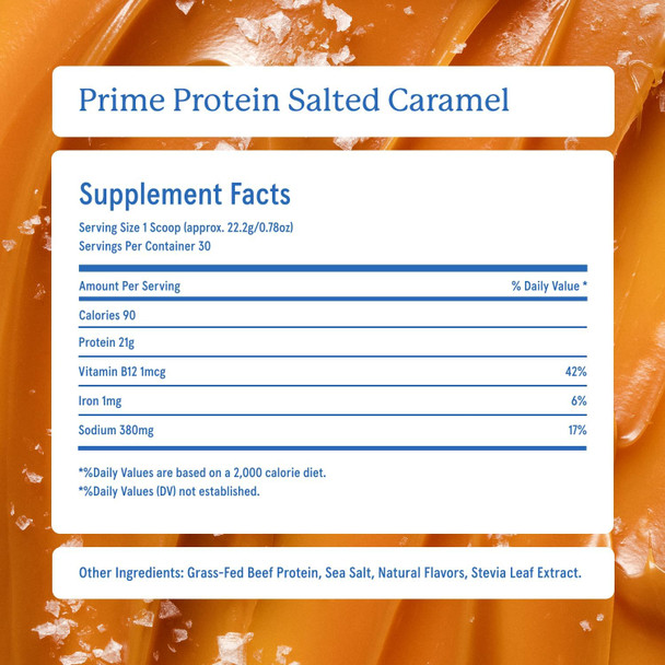 Equip Foods Prime Protein Powder | Clean Grass Fed Beef Protein Isolate | Carnivore Protein Powder | Paleo Keto Friendly | Gluten Dairy Free | 30 Servings Salted Caramel