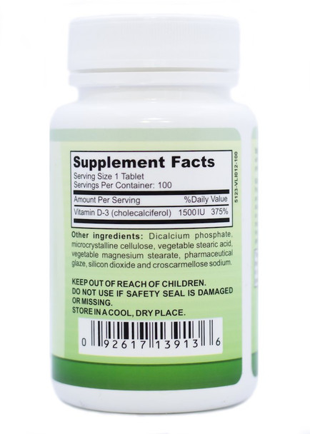Great Lakes Nutrition Vitamin D3 Vegan Vitamin D Supplement for Men & Women 1500IU 100 Tablets