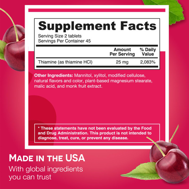 EZ Melts Dissolvable Vitamin B1 25 mg Sugar-Free 45-Day Supply